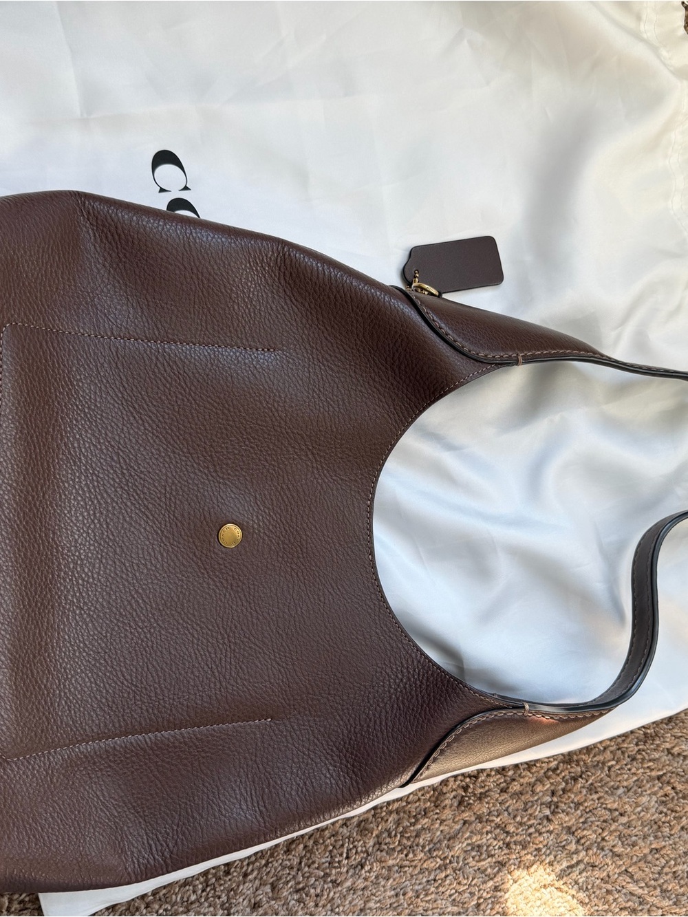 Coach Brooklyn 28 Chocolate Brown Pebbled Leather Shoulder Bag - Picture 5 of 10